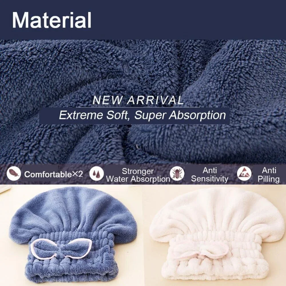 Microfiber Hair Drying Caps Large Absorbent Soft Fast Dry Towels Women Girls
